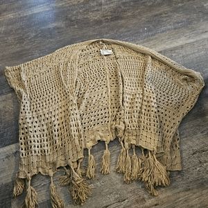 Soft surroundings crochet fring hem poncho
